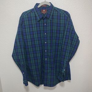 Nordstrom Men’s Dress Shirt Size L Blue/Green Plaid